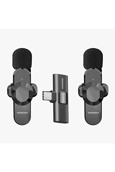 porodo ميكروفون أوديكس برو المزدوج اللاسلكي، تشغيل لمدة 3 ساعات، مدى نقل من 1...