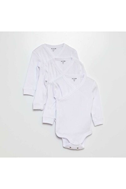 KIABI عبوة من 3 بدلات جسم قابلة للتحويل باللون الأبيض