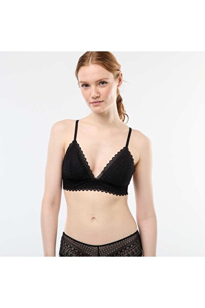 KIABI حمالة صدر مثلثة من الدانتيل باللون الأسود