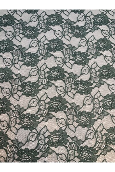 Yiğit Kumaş Țesătură subțire din dantelă verde smarald – model floral
