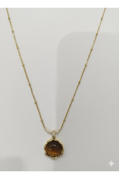 AKFECAN Steel 316L Bead Chain Stone Necklace