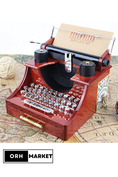 ORH Market Nostaljik Tasarım Daktilo Desenli Müzik Kutusu