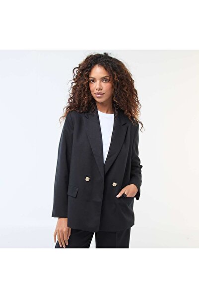 KIABI Double-Breasted Tailored Blazer BLACK