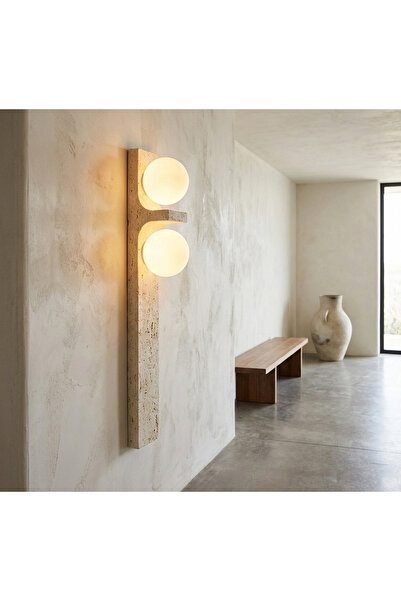 DEISIS HOME UNA Traverten Çift Küreli Duvar Apliği