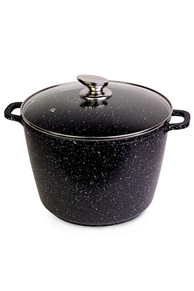 Kamille Pot, 10L, Aluminum, Marble Coating, Glass Lid, 28x20cm