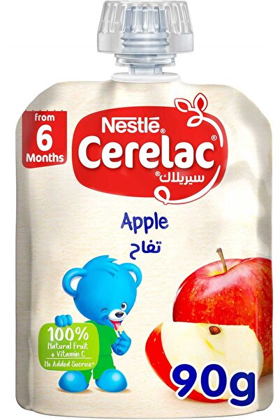 Cerelac هريس فاكهة نستله، تفاح، 90 غرام، للأطفال من عمر 6 أشهر فما فوق