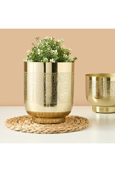 Lifestyle وعاء زرع معدني مرتفع ذو ملمس مميز - 25 سم