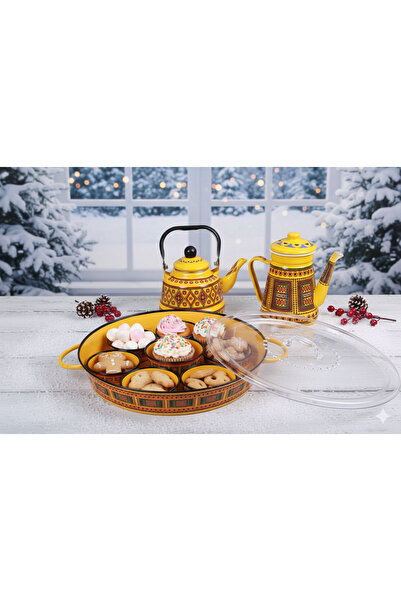 Generic A luxurious breakfast tray set with a teapot and coffee pot, perfect ...