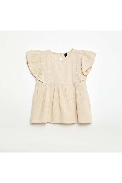 KIABI Flowy Linen-Blend Blouse WHITE