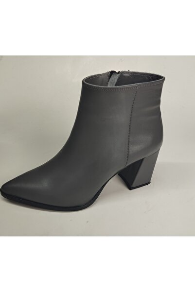 Lucciola Women's Genuine Leather Gray Leather Heeled Boots