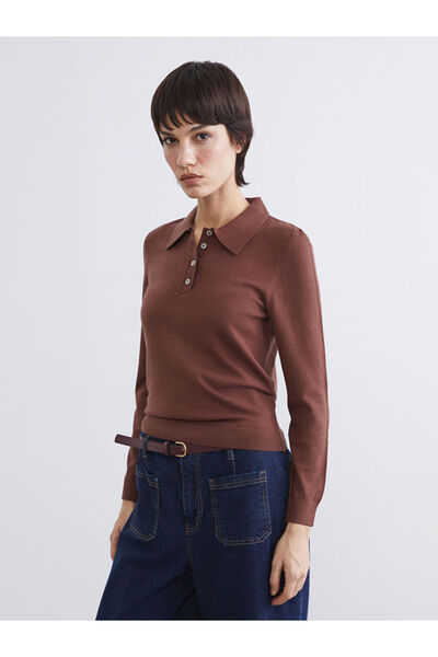 LC Waikiki Brown Polo Neck Women's Knitwear Sweater