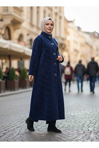 Clarity Uzun Kaşmir Çıtçıtlı Manto