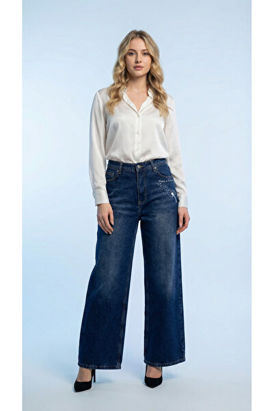 ENZİM JEANS Women's 100% Cotton Wide Leg Baggy Jeans