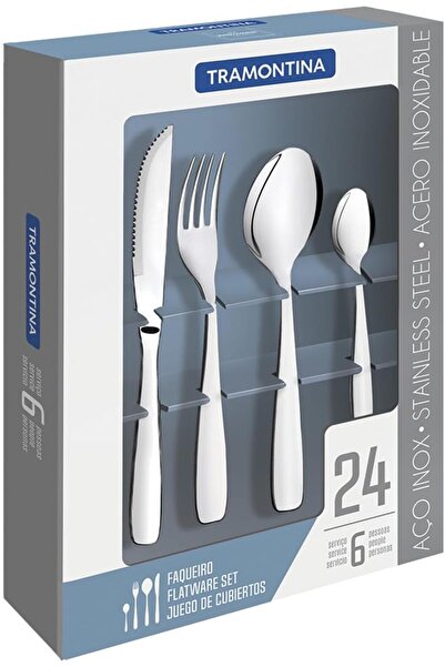 TRAMONTINA Flatware Set 24 Pieces Stainless Steel Amazonas Shiny Finishing, S...