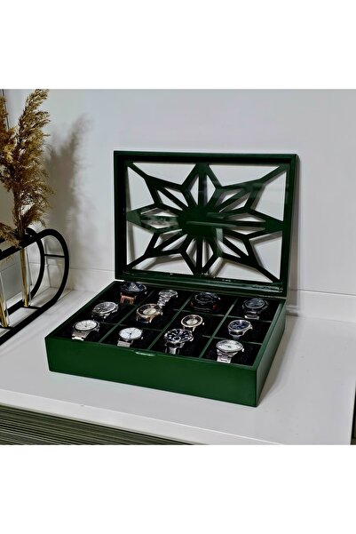 Tekir Store evinizi güzelleştirin Wooden 12 Compartments Watch Box Decorative...