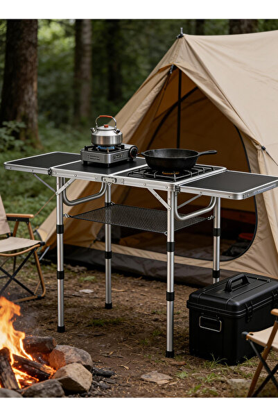 Pomefar Camping Table, Folding Adjustable Picnic Table, Aluminum Lightweight ...