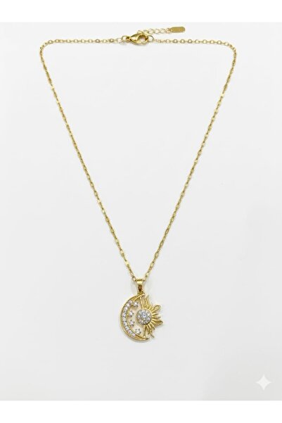 AKFECAN Steel 316L Zircon Stone Moon Star Necklace