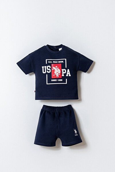 U.S. Polo Assn. طقم شورت كحلي للأولاد الرضع