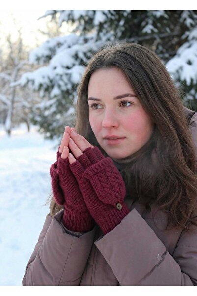 LAGRANZE قفازات صوفية نسائية صديقة للشتاء مع غطاء