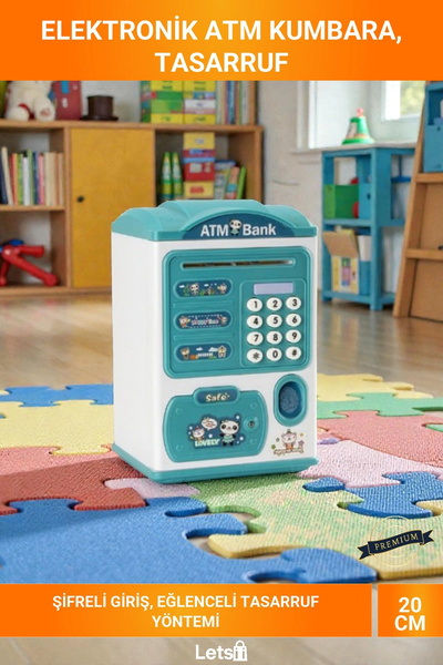 Letsii Elektronik ATM Kumbara Şifreli Parmak İzi Otomatik Kağıt Para Çekme Ço...