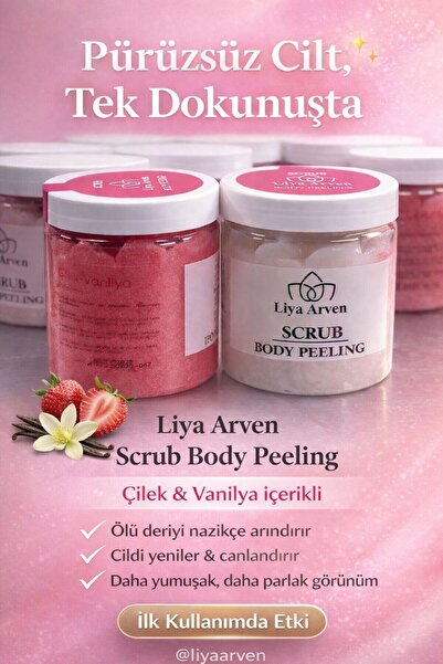 Liya Arven Çilek&Vanilya Özlü Doğal Nemlendirici, Onarıcı,Besleyici Vücud Pee...