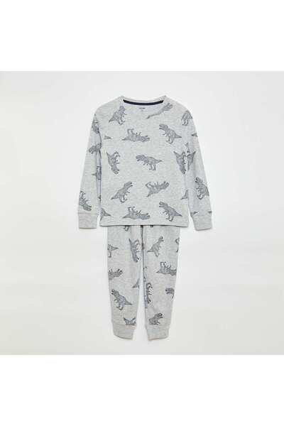 KIABI طقم بيجاما طويل مطبوع - قطعتان أخضر