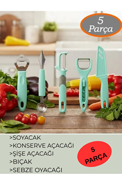 Harvey طقم أدوات مطبخ مكون من 5 قطع: مقشرة خضروات، فتاحة علب، فتاحة زجاجات، م...