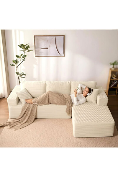 foamly Bohemian Modern Modüler Köşe Koltuk Yıkanabilir Fitilli Kadife Kanepe ...