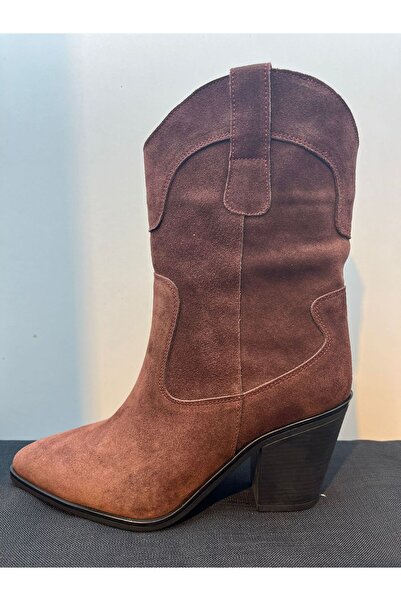VEYİS USTA Genuine Suede Leather 8 cm Tpk Svri̇ Toe Stylish Boots