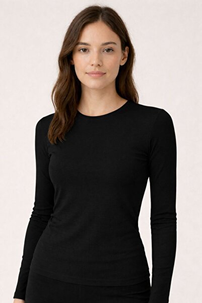DRESSY LIFE Elastane Long Sleeve Undershirt Women's Black Long Sleeve Undershirt