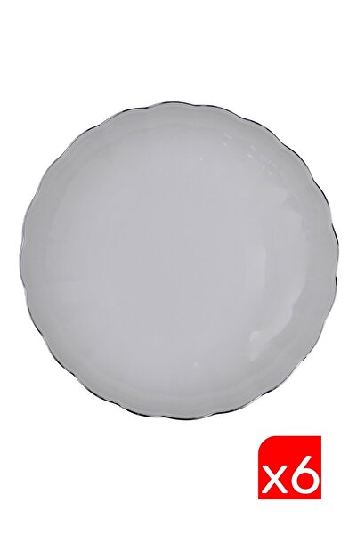 Kütahya Porselen Bone Luz Platin Mesh Plate 20cm Set of 6