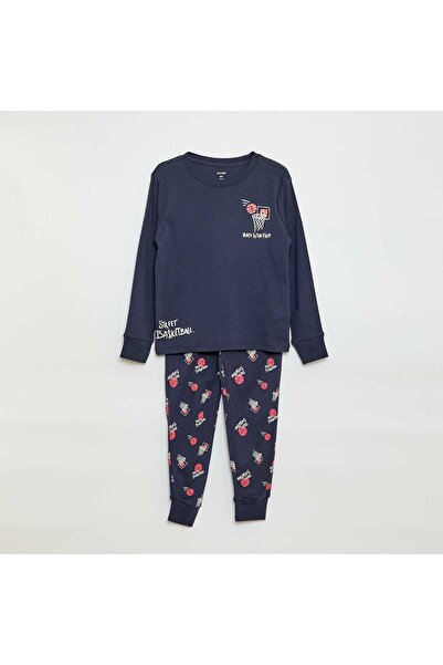 KIABI طقم بيجاما طويل مطبوع - قطعتان - أزرق