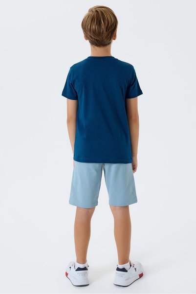 U.S. Polo Assn. Erkek Çocuk Bisiklet Yaka Nakışlı Yazlık Regular Fit Lacivert Bermuda Takım US2419-C-V2