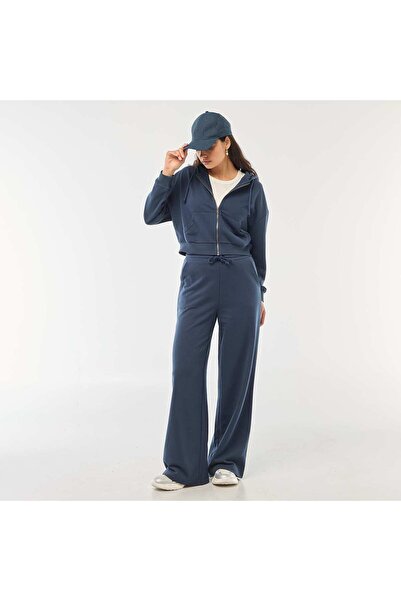 KIABI Solid Color Cotton Joggers BLUE