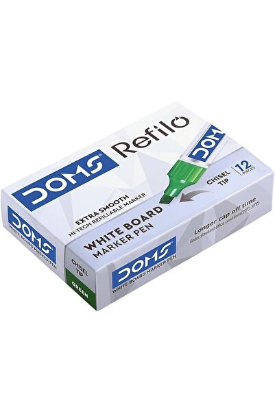 doms مجموعة من 12 قلم سبورة بيضاء برأس مشطوف 8687، أخضر