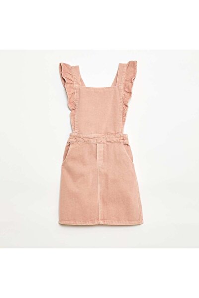 KIABI Denim Overalls with Ruffles PINK