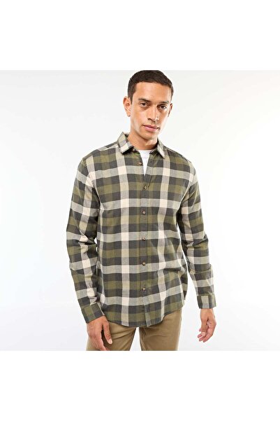 KIABI Regular Fit Checkered Shirt KHAKI