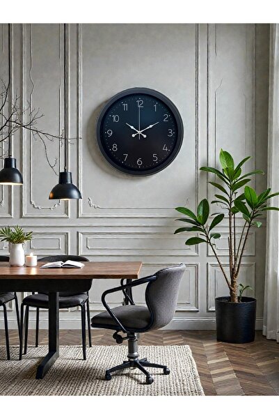 Marsilyan Zentime Classic Black Elegant 40 cm Metal Wall Clock