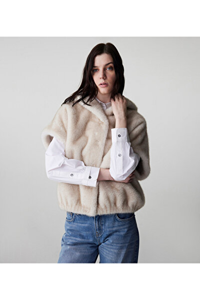 İpekyol Kapüşonlu suni kürk yelek