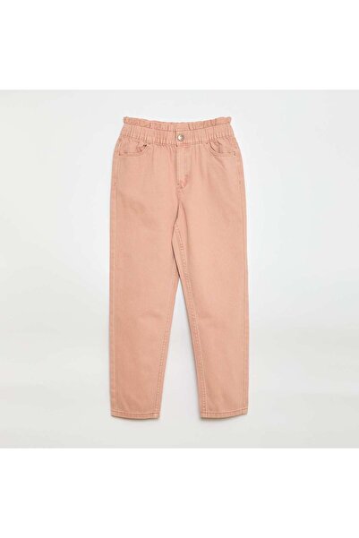 KIABI بنطلون جينز وردي بنقشة مميزة، بقصة واسعة.