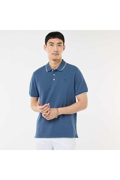 KIABI Cotton piqué polo shirt BLUE