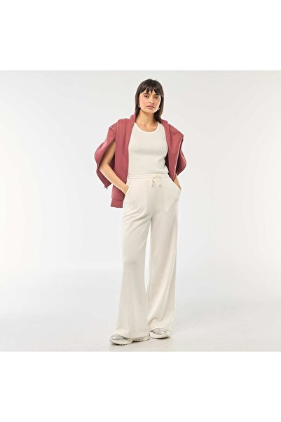 KIABI Solid Color Cotton Joggers WHITE