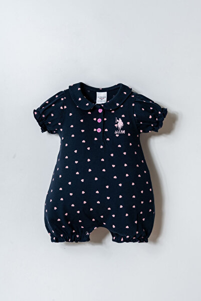 U.S. Polo Assn. Baby Girl Navy Blue Jumpsuit