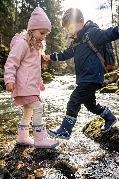 HOPFRÖG Rain Boots Süper Mat Pembe Suya ve Soğuğa Dayanıklı Barefoot Çocuk Botu