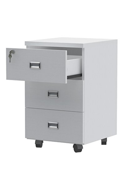 Mahmayi وحدة تخزين متنقلة بثلاثة أدراج من ستازيون، لون أبيض