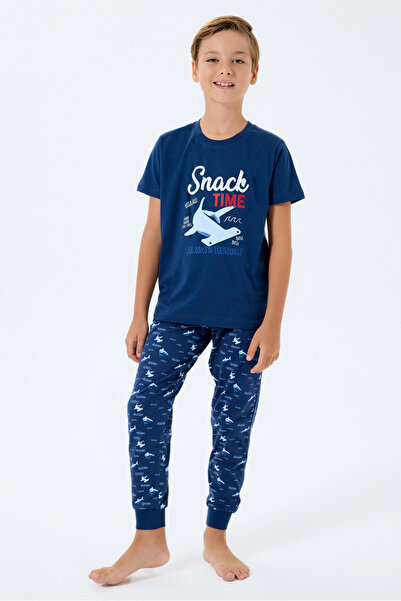 Rolypoly Boy's Navy Blue Pajama Suit