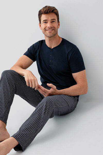 Arnetta Costum de pijama pentru bărbați bleumarin