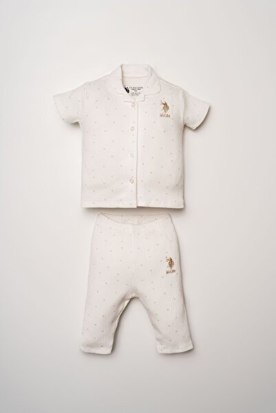 U.S. Polo Assn. U.S. Polo Assn Baby Girl White Shirt Pajama Set