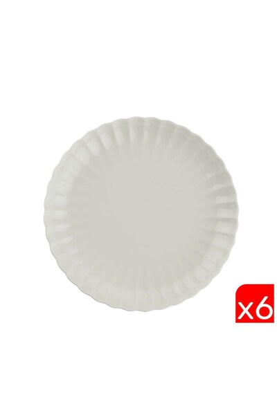 Kütahya Porselen Bone Luz Cream Pasta Plate 21cm Set of 6