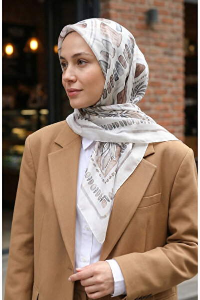 sefamerve Amber Patterned Scarf 70326-04 Stone